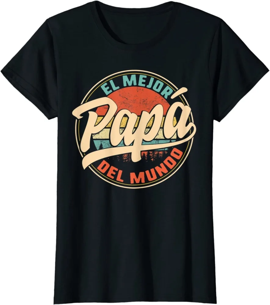 

El Mejor Papa Del Mundo Print T-shirt Father's Day Gift Shirt 100% Cotton Short Sleeve Tees Solid Color Summer Wear For Male