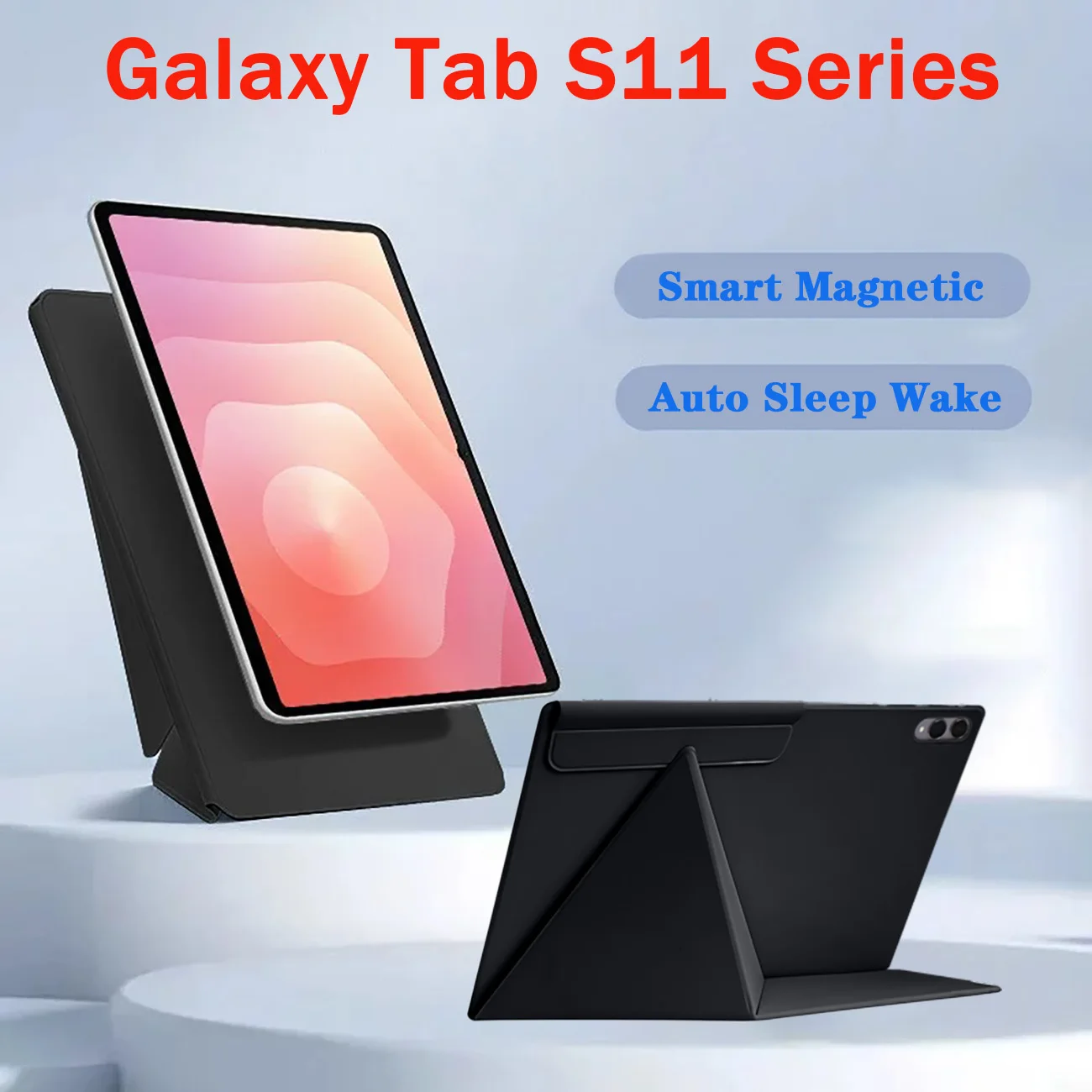 Фото Умный магнитный чехол для Samsung Galaxy Tab S11 с двумя углами наклона, функцией автоматического включения/выключения и режимом использования стилуса для Tab S11 Ultra №1