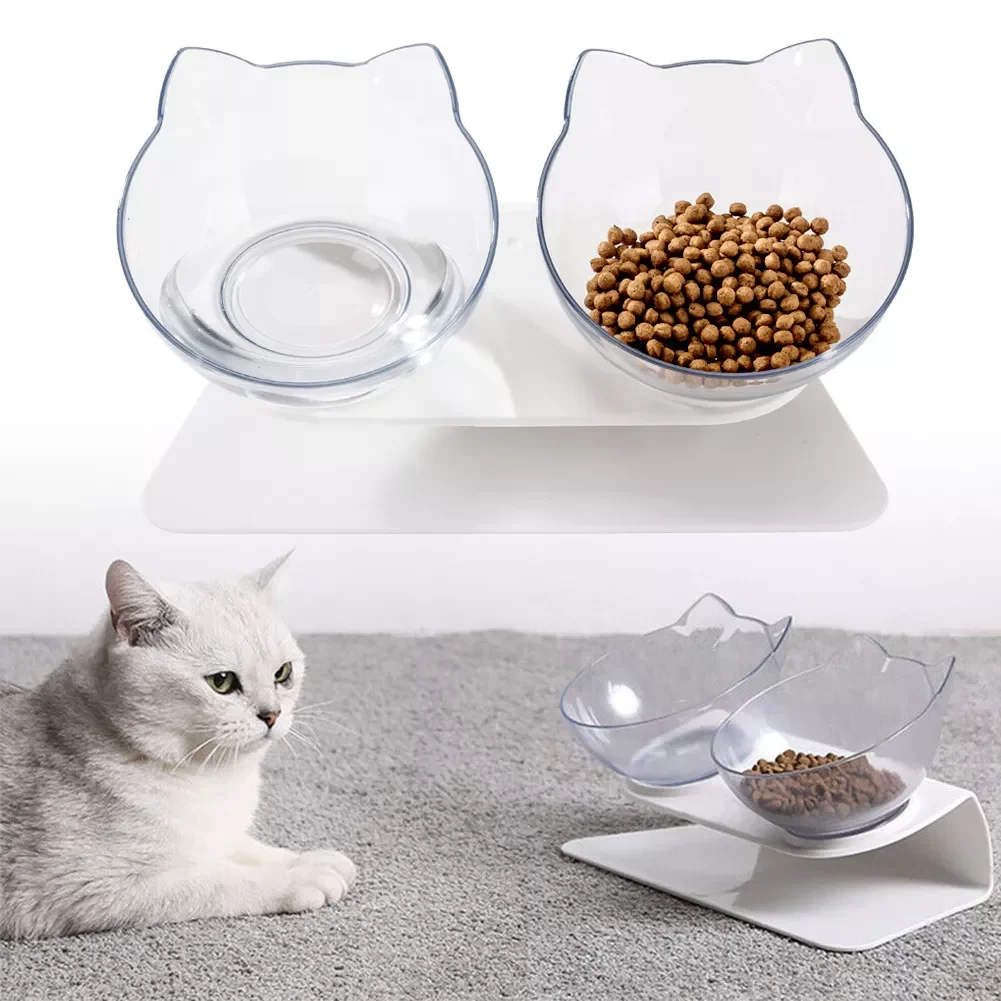

Non-Slip Cat Bowl Single & Double Pet Bowls With Raised Stand Pet Food Feeder For Protection Cervical Cats Feeder Bowl Suppl