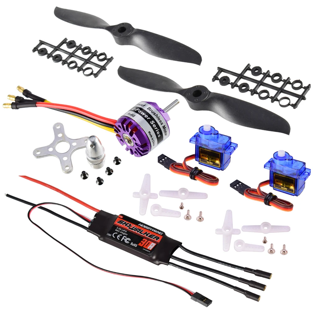 

Good Sale Hobbywing 30A ESC 9imod D2830 1300KV Brushless Motor 9G Servo 7*4E Propeller Power System RC Fixed Wing Part