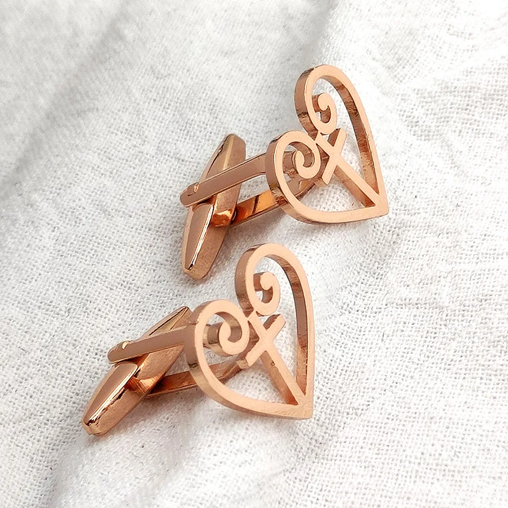 Heart-Shaped Men's And Women's Cufflinks Lovers Gift Wedding Stainless Steel Shirt Cufflinks Men's Jewelry Accessories Wholesale