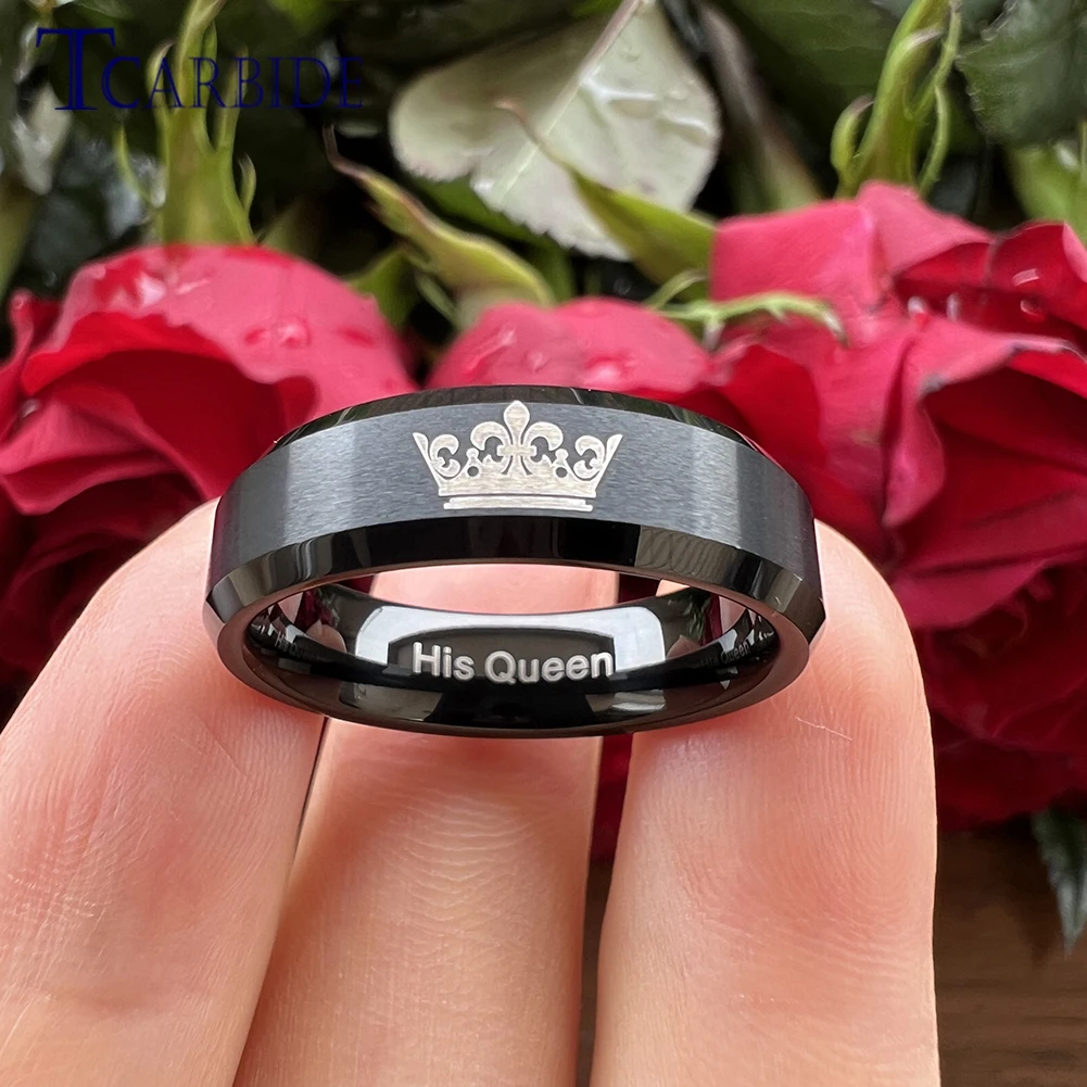 6 мм 8 черное обручальное кольцо для мужчин и женщин с вольфрамовым лазером ее
