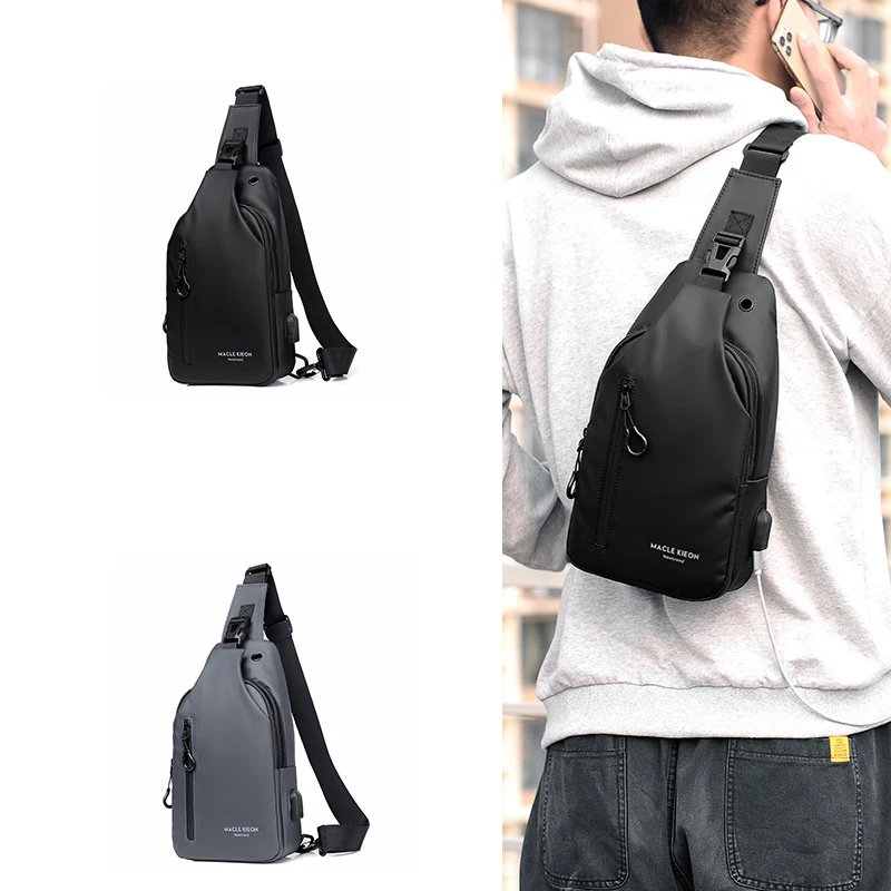 Fashion Man Shoulder Bags Cycling Cross Messenger Bags Camping Travel Chest Sling Bag Men Crossbody With Usb Headphone Hole