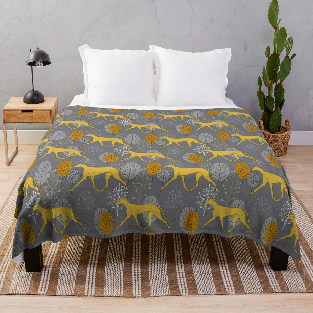 

Trotting yellow galgos Throw Blanket Luxury St Blanket Single Blanket