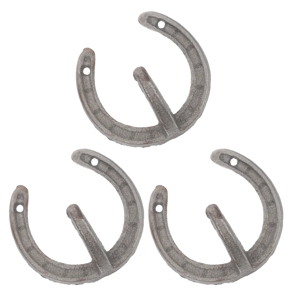 

3Pcs Horseshoe Shape Hanging Hooks Iron Wall Storage Hangers Retro Storage Hooks