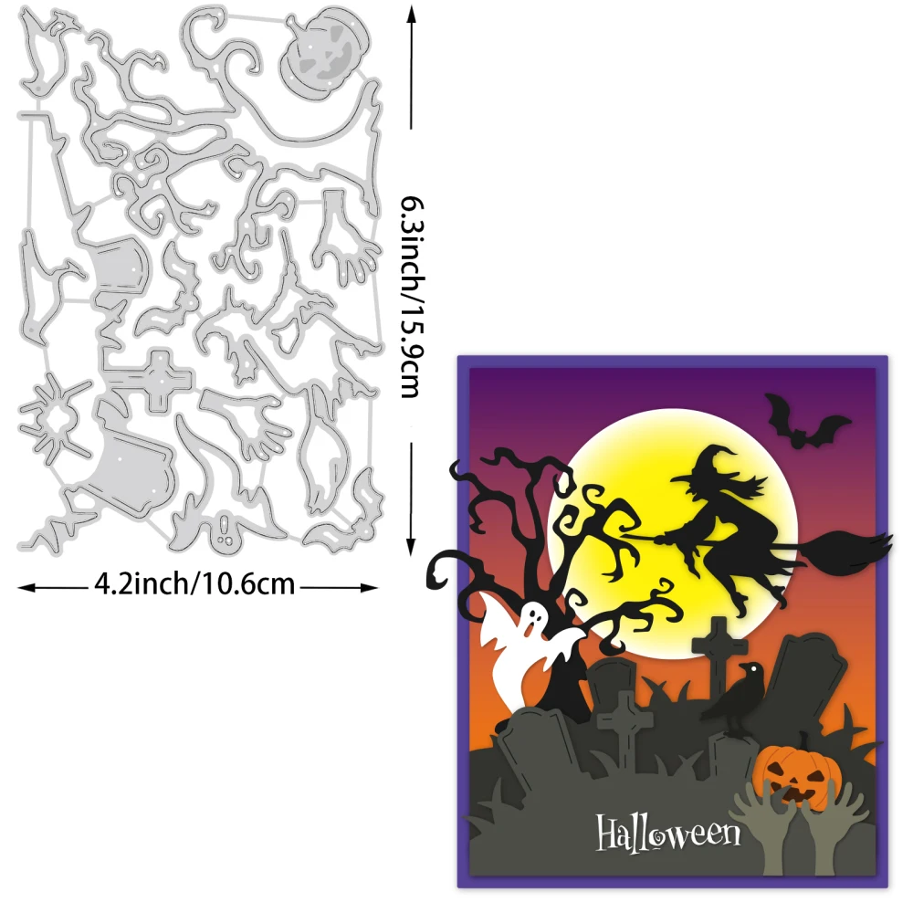 Металлические Вырубные штампы на Хэллоуин Ворон тыква высечки призрак ведьма