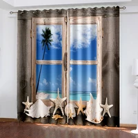 ocean beach curtains sea window drapes for kids boys girls hawaiian beach luxury blackout curtain summer holiday cortinas