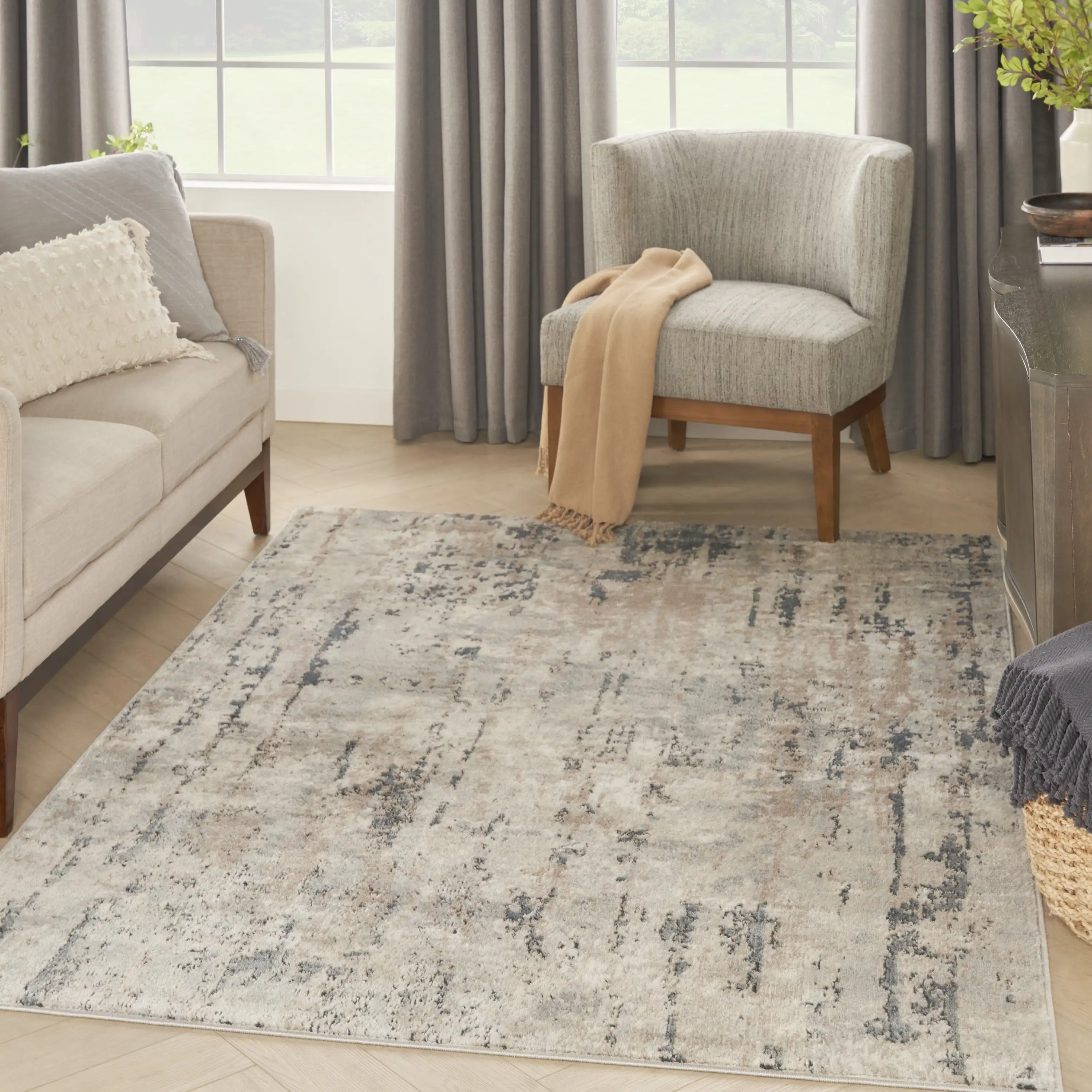 

Nourison Concerto Rustic Beige/Grey 5'3" x 7'3" Area Rug, (5x7)