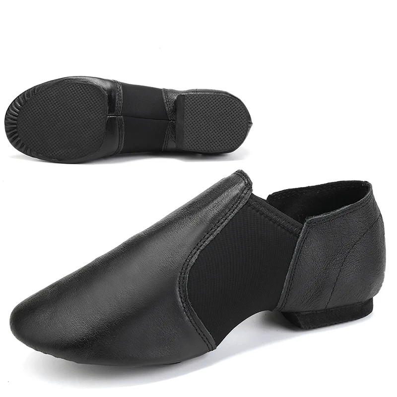 

Genuine Leather Jazz Dance Shoes Tan Black Antiskid Sole Jazz Shoes Toddler Girls Woman Gymnastics Unisex Slip On Jazz