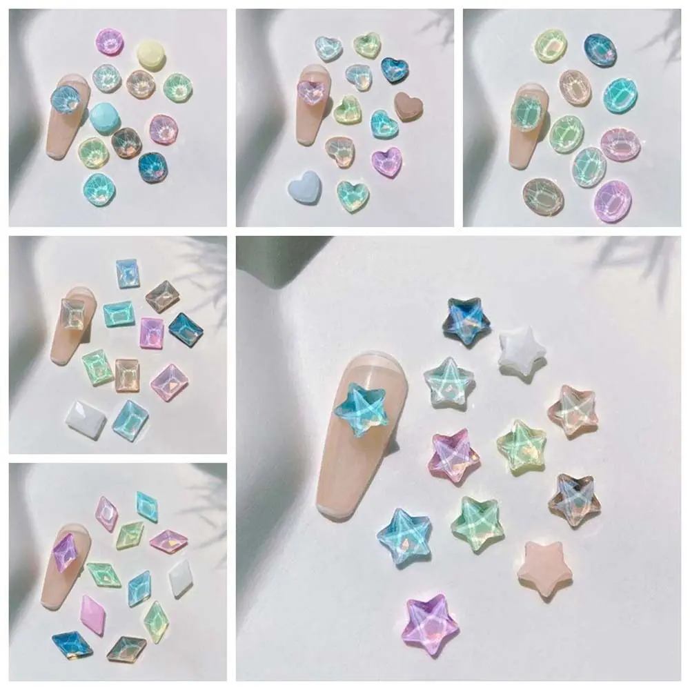 

Macaroon Color Nail Decorations Random Color Aurora Decorations Rhombic Nail Jewelry Love Heart Stars Nail Rhinestones Summer