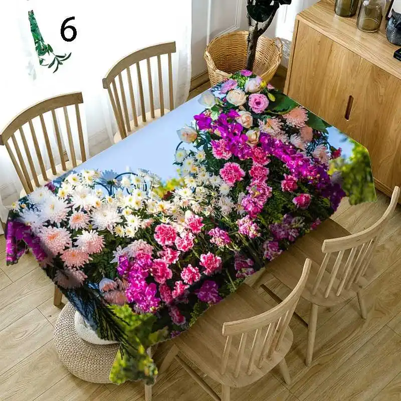 

Beautiful Floral Pattern Tablecloth Bouquet Landscape Waterproof Rectangular Tablecloth Birthday Party Dinner Home Decor