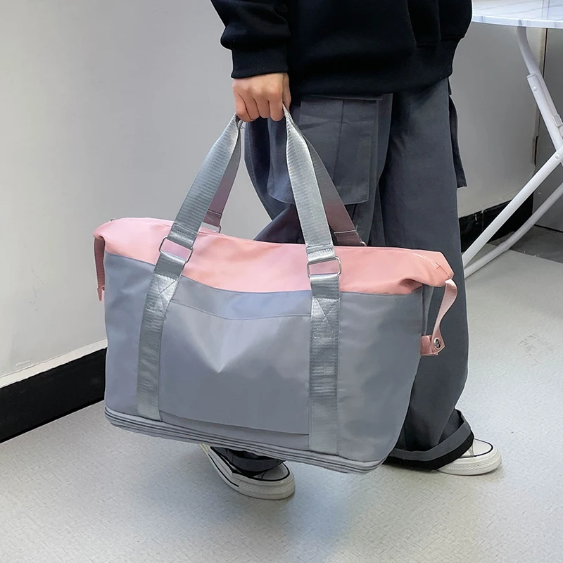 Korean Version Of Travel Bag Female Light Fitness Business Trip Portable Light Luxury Folding Luggage Storage Bag Handbag M615