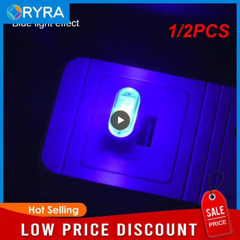

1/2PCS Usb Led Atmosphere Bulb Convenient To Use 3.2g Auto Decoration Night Lamp Long Service Life Car Door Light