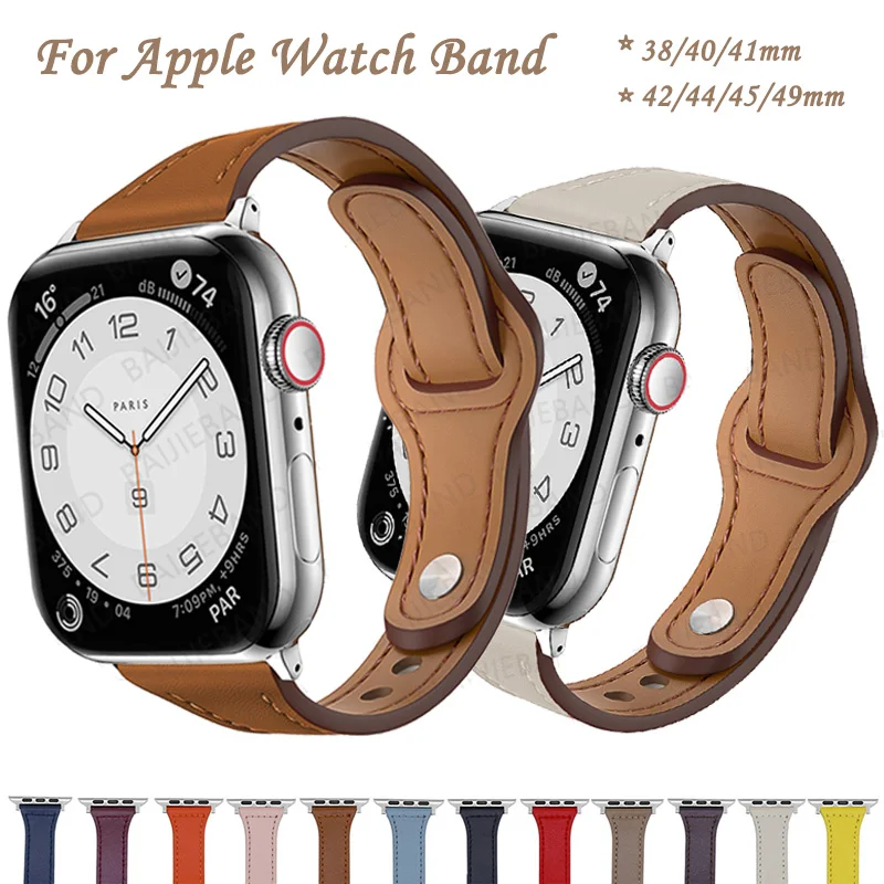 

Strap For Apple Watch Band 45mm 41mm 44mm 40mm 42mm 38mm ultra 49mm Leather Bracelet Correa Watchband iWatch Series 8 7 SE 6 5 4