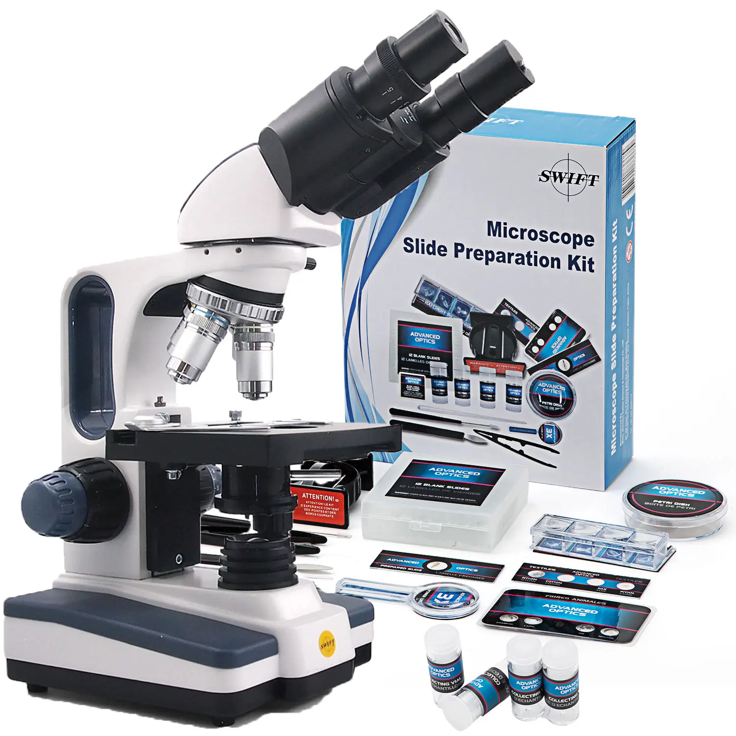 

Professional Biological Microscope---SWIFT 40X-2500X SW350B Research Binocular Medical Compound Microscopio W/ Experiment Kits