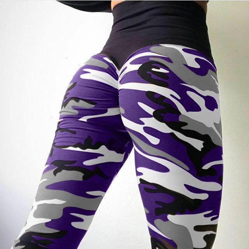 Camo Seamless Workout Leggings Butt Lift Yoga Pants Women Stretch Fitness Outfits Sports Wear Gym Purple Blue Comfortable Pant