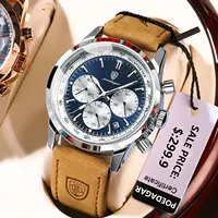 High Quality Waterproof Chronograph Luminous Men’s Wristwatch Leather Men Quartz Watches Casual Clock 1