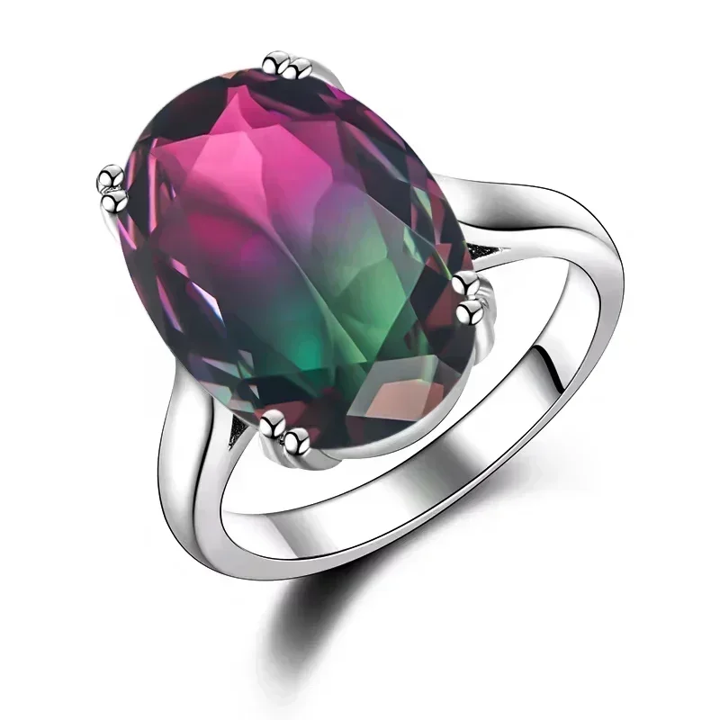 Женские большие овальные цирконовые радужные модные драгоценные камни