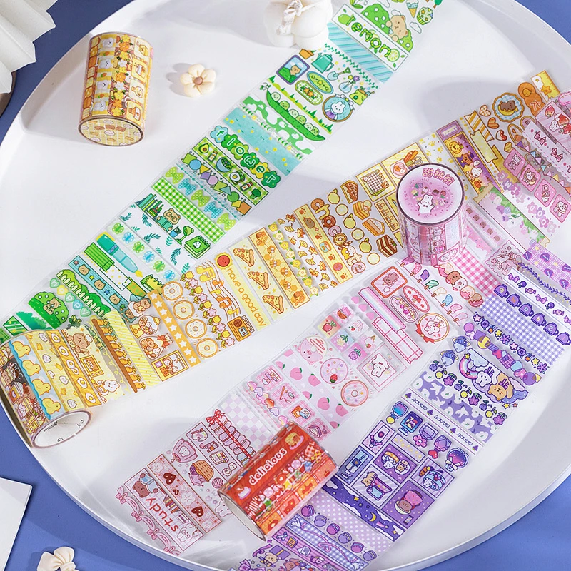 

Милые Красочные Мультяшные животные ПЭТ специальные масляные ленты журнал Маскировочная Лента Сделай Сам Скрапбукинг Украшение Васи стик...