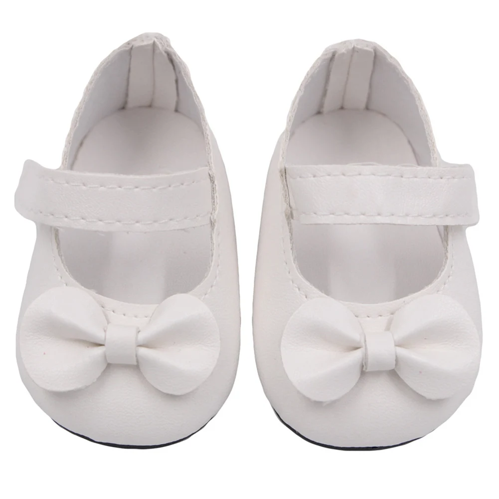 

18 Inch Girl PU Solid Sticker Fairy Tale Mini Cute Gift Imitation Toy Accessories Dress Collection Bow American Doll Shoes