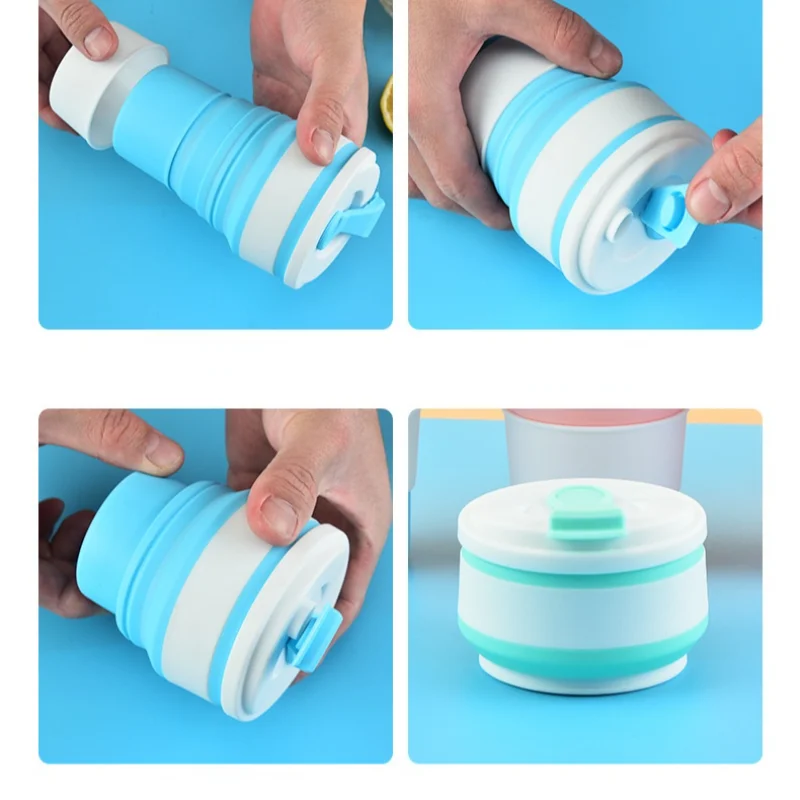 Складная чашка из полипропилена 350 мл с крышкой