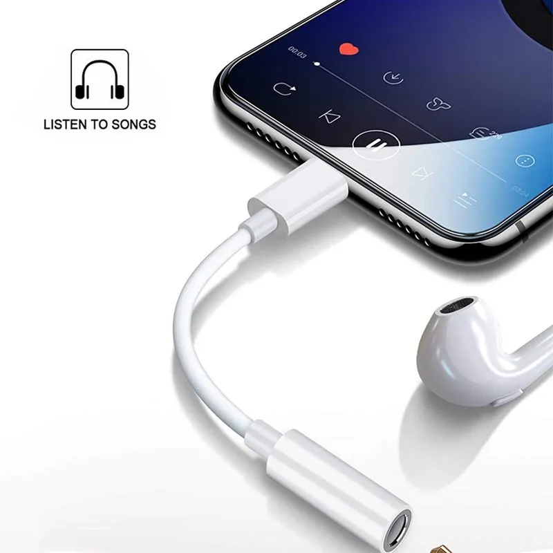 

Original Headphone Adaptador For IPhone 14 13 12 11 Pro Max mini Aux Audio Splitter For IOS Lighting To 3.5mm Adapter Earphone