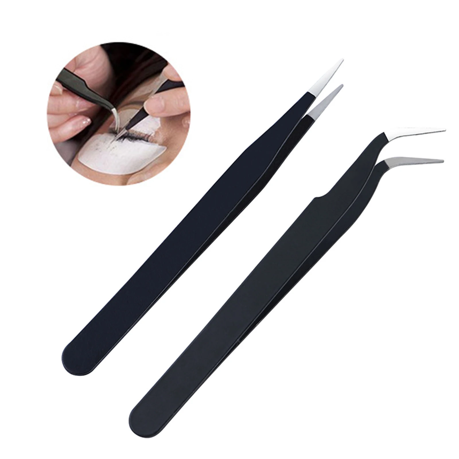 

2pc/set Eyelashes Extension Tweezers Tool Rhinestones Decorations Picker Eey Lashes Accessory Manicure Beauty Salon DIY Tweezers