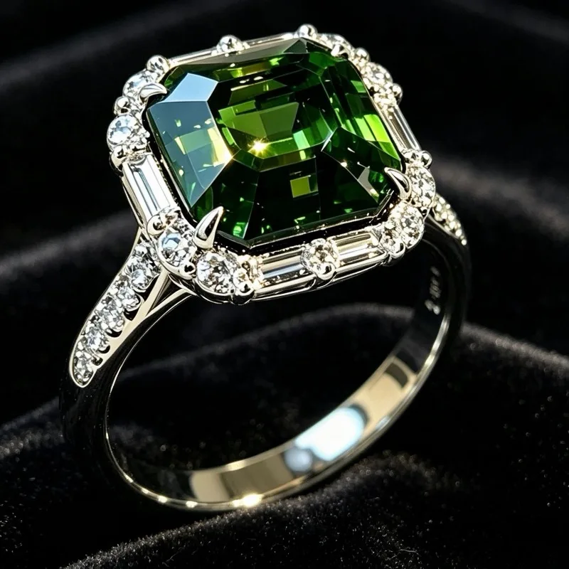 Фото Кольца Jianjie Classic Square с изумрудной огранкой и цирконием для женщин: элегантные, для свадьбы и на каждый день, модные ювелирные украшения с фианитами №3