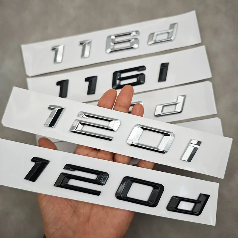 

3D ABS хром, глянцевый черный логотип с буквами 116d 118d 120d, значок на задний багажник автомобиля, эмблема, наклейка для BMW 1 серии E87 F20 F21 F40