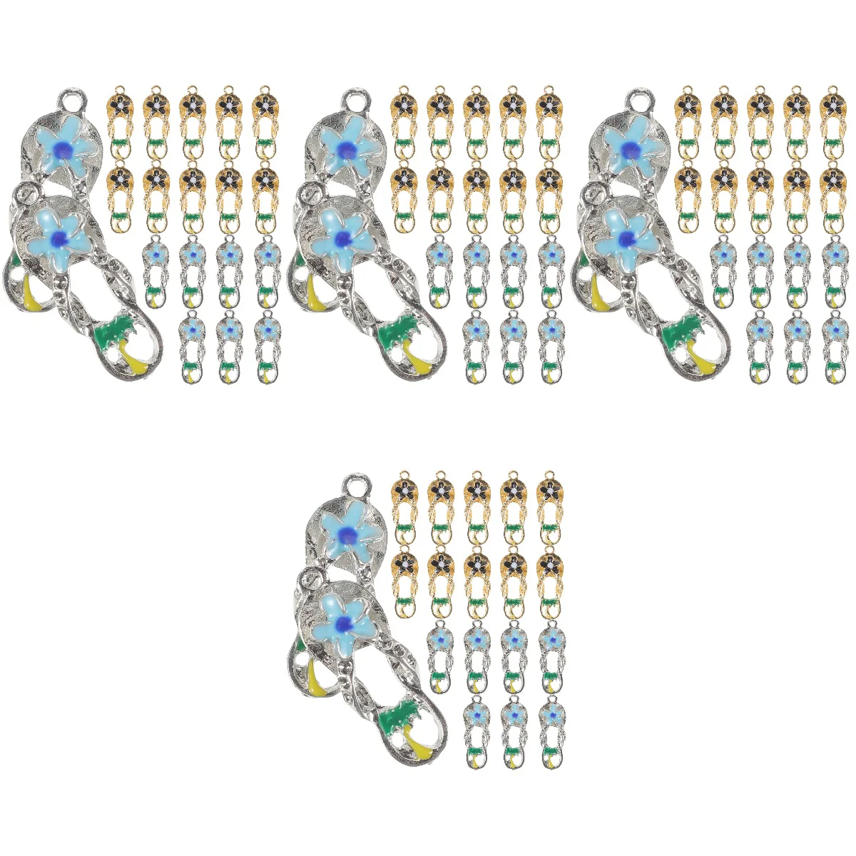 

80 Pcs Summer Accessories Slipper Pendant Craft Ornaments Bracelet Decors Beaded 2.5x1cm Crafts Adorable Metal Handmade