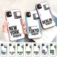 yinuoda air ticket travel new york phone case for iphone 11 12 13 mini pro max 8 7 6 6s plus x 5 s se 2020 xr xs 10 case