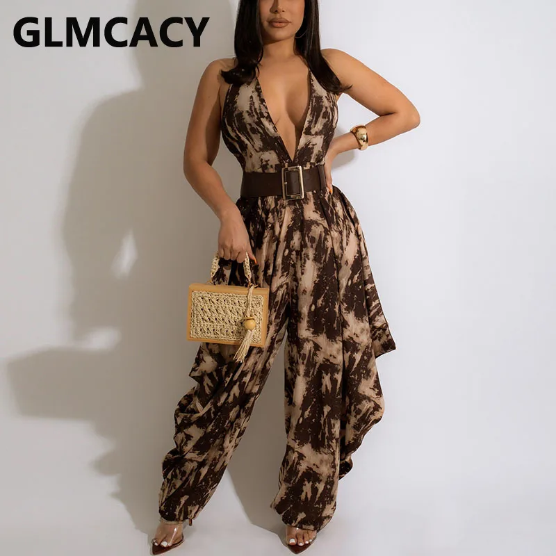 

Женский Повседневный комбинезон с открытой спиной и V-образным вырезом