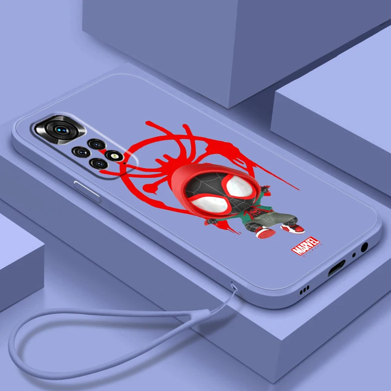 

Marvel Red SpiderMan Hero Phone Case For Xiaomi Redmi Note 12 11T 11S 11E 10S 10T 10 9T Pro Plus Liquid Rope Funda Cover