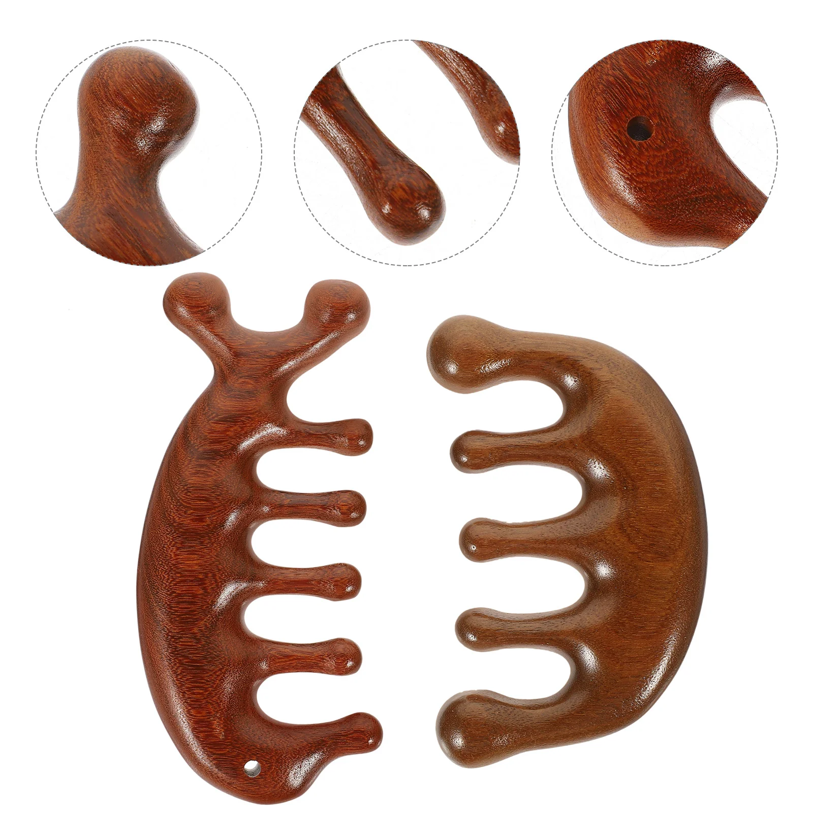 

2 Pcs Wide Tooth Comb Detangler Scalp Massager Hair Combs Wooden Women Neck Small