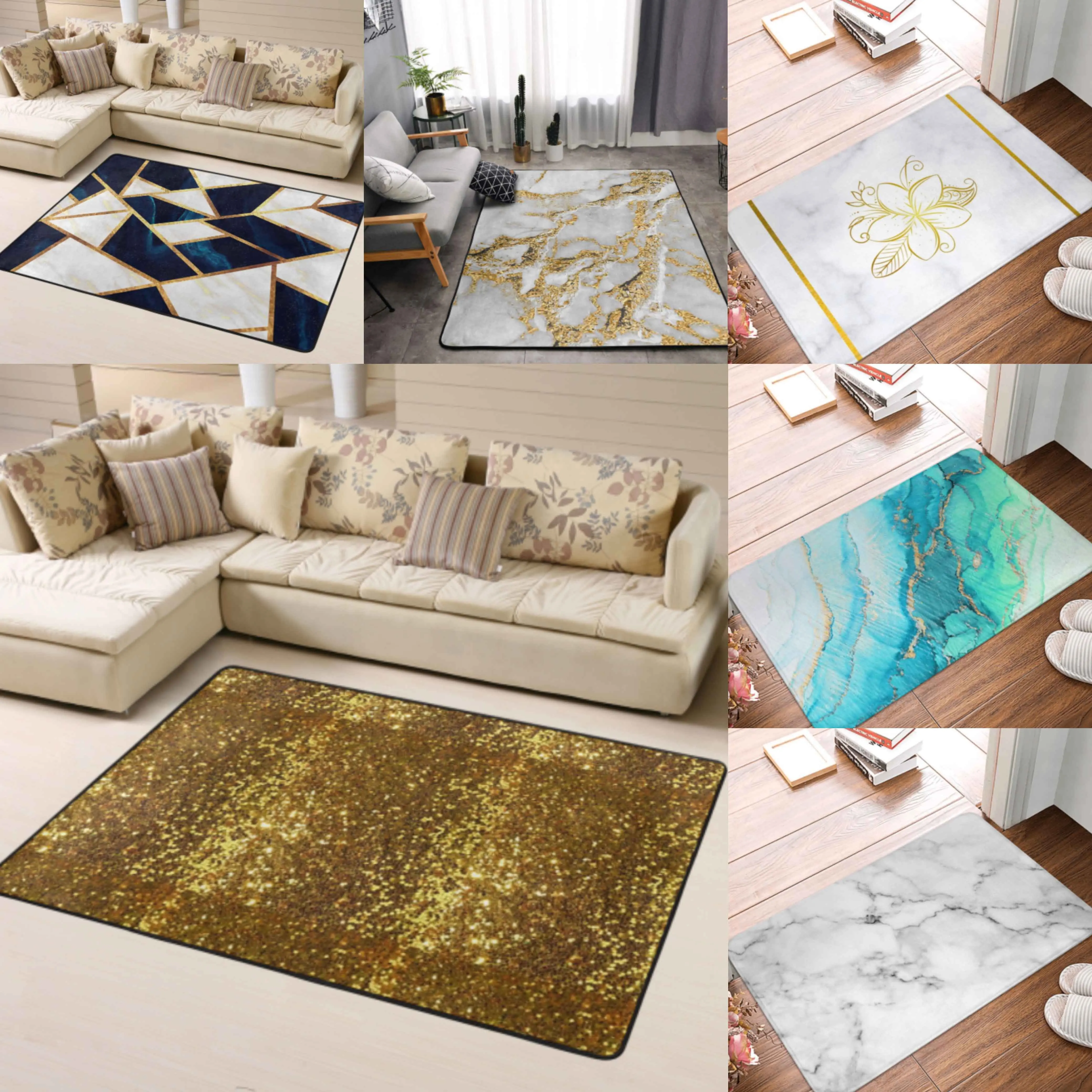 

1 Marble Texture Doormat Anti-skid Super Absorbent Bath Mats Home Entrance Rugs Kitchen Bedroom Carpet Hallway Footpad