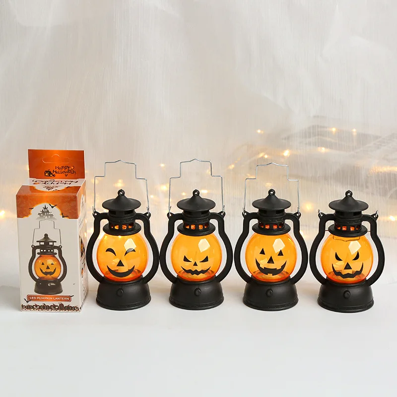 

Halloween decoration led portable pony lamp creative small oil lamp electronic candle wind lamp portable pumpkin lamp