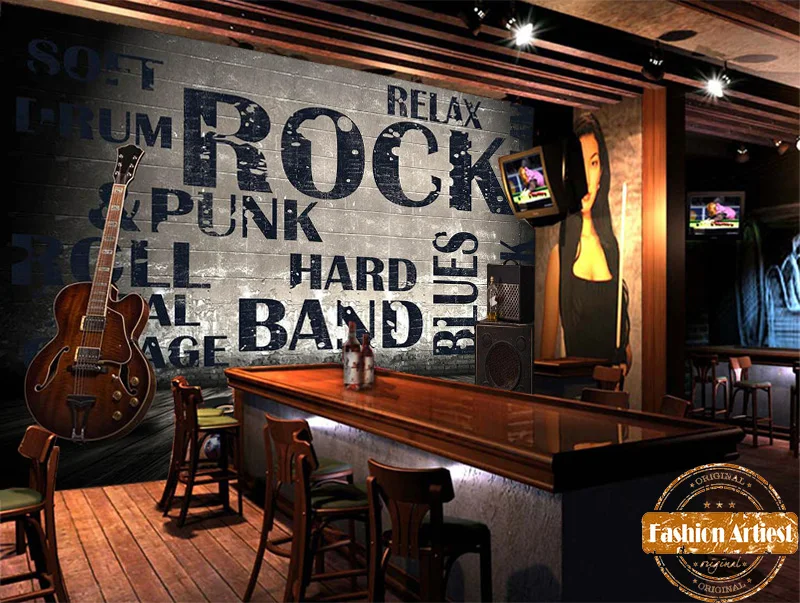 Custom Hi-fi Guitar Cd Wallpaper Mural 3d Music Wall Rock Roll Blues Band Jazz Tv Sofa Living Room Bedroom Cafe Bar Restaurant |