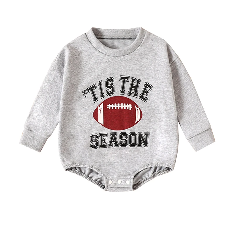 

0-3Y Newborn Baby Boy Girl Fall Romper Casual Long Sleeve Round Neck Rugby Letter Print Bodysuit