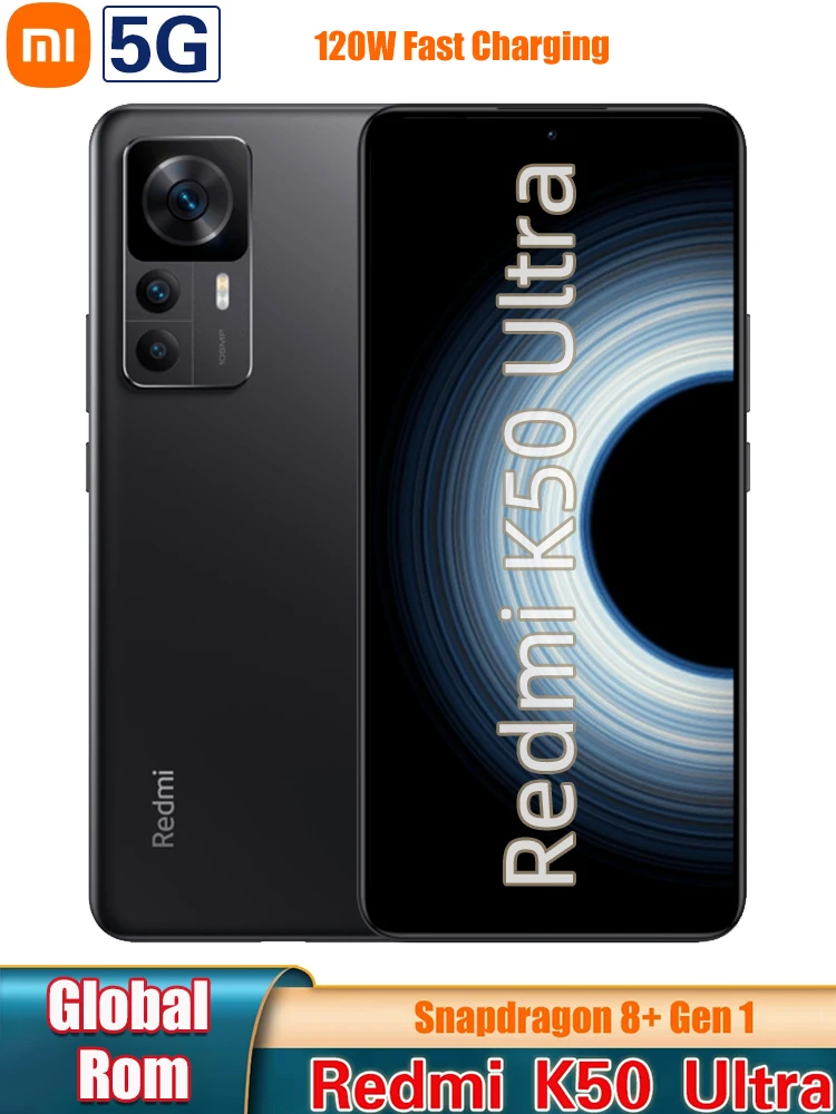 Global Rom Xiaomi Redmi K50 Ultra 5G Smartphone 6.67" 1.5k Direct Screen Snapdragon 8+ Gen 1 120W Fast Charging 5000mAh Battery