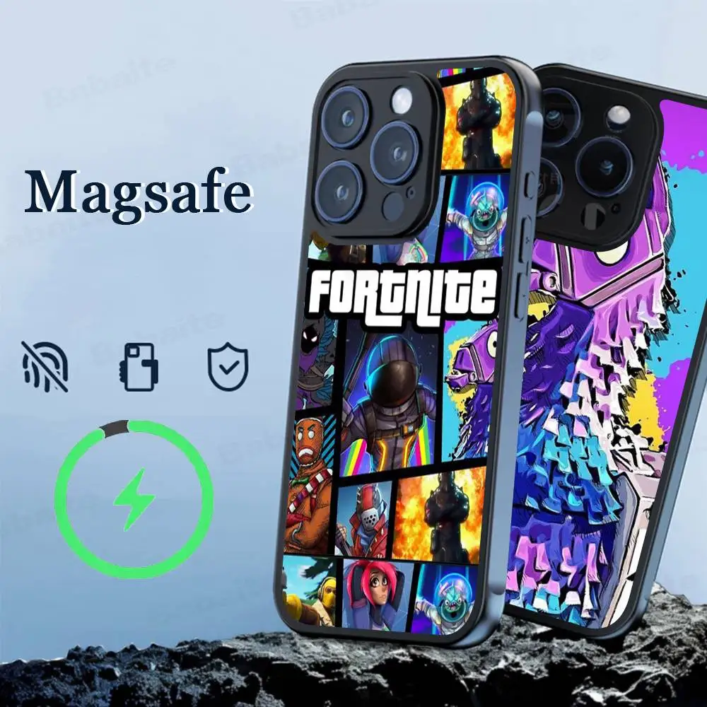 Фото Чехол для телефона F-Fortnites-Cools, магнитный чехол для iPhone 17, 16, 15, 14, 13, 12, 11, чехол для беспроводной зарядки Magsafe №1