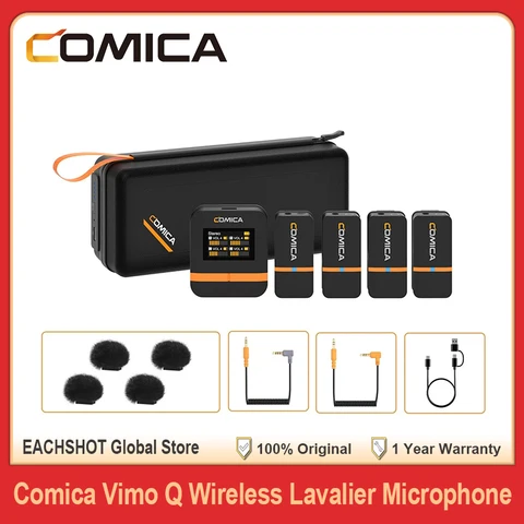 Comica Vimo Q Четырехканальный беспроводной мини-микрофон Петличный микрофон для камеры, смартфона, ПК, видеозаписи, интервью
