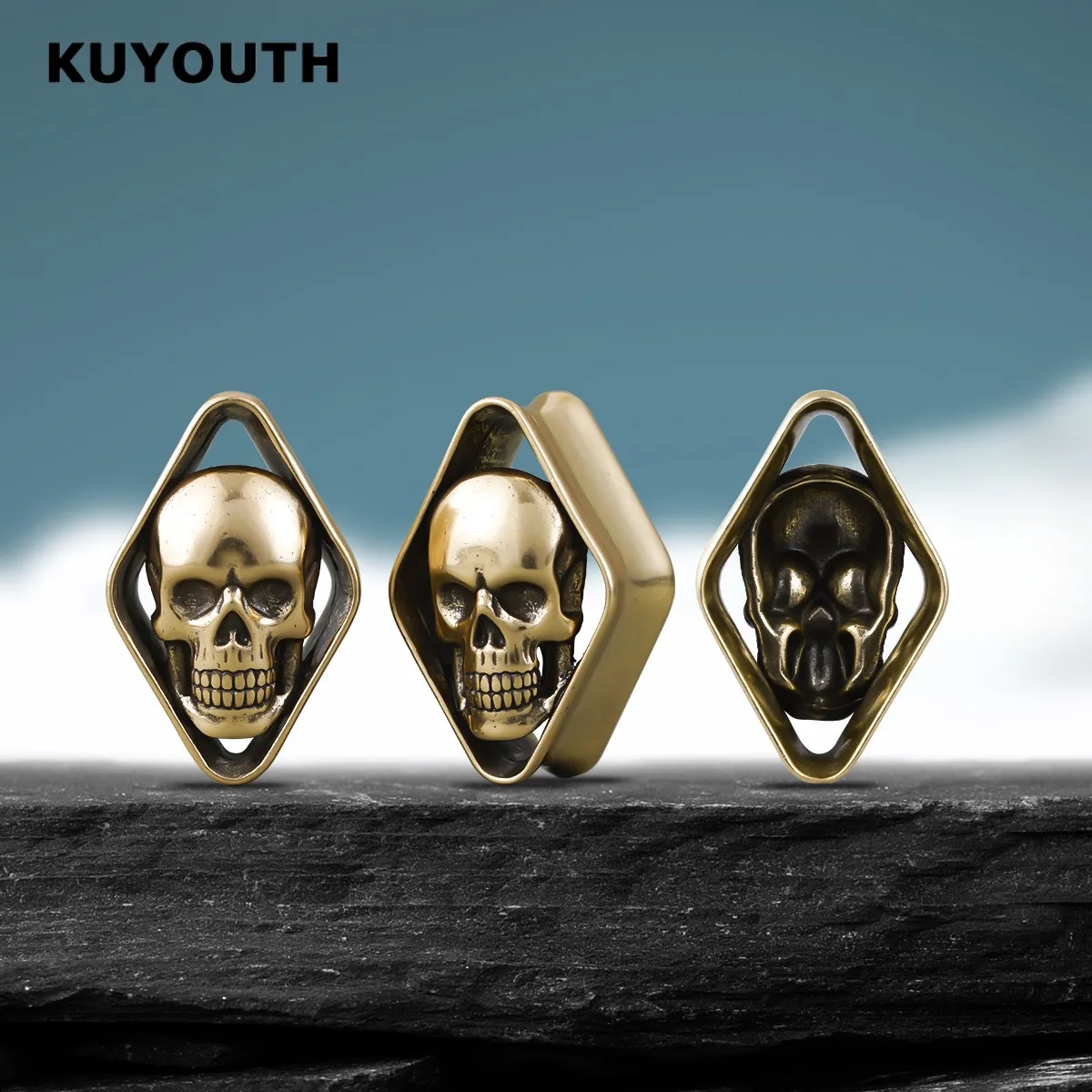 Фото Стрейч KUYOUTH в виде ромба с черепом №2