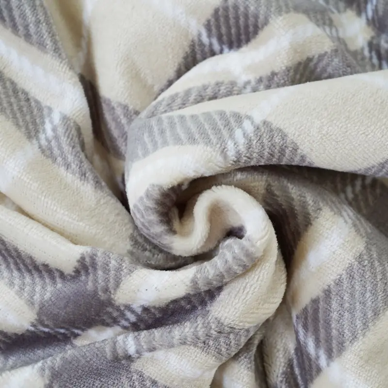

Attractive Neutral Plaid King Blanket, 90" X 102" - Perfect for Your Home Decor