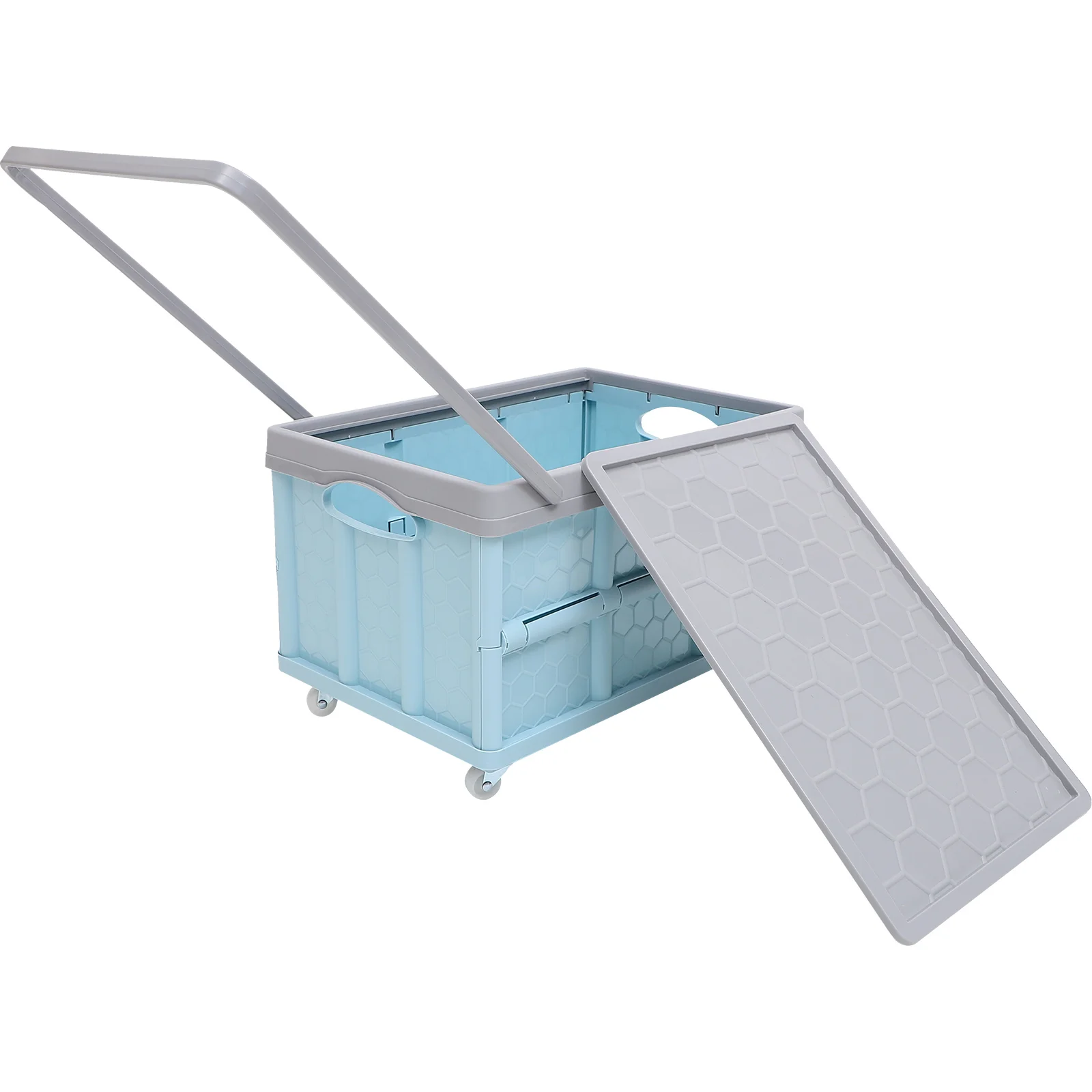 

Collapsible Crate Plastic Crates Storage Camping Containers Pull The Cart Storagem Foldable Bin Shopping Lids Box with wheels