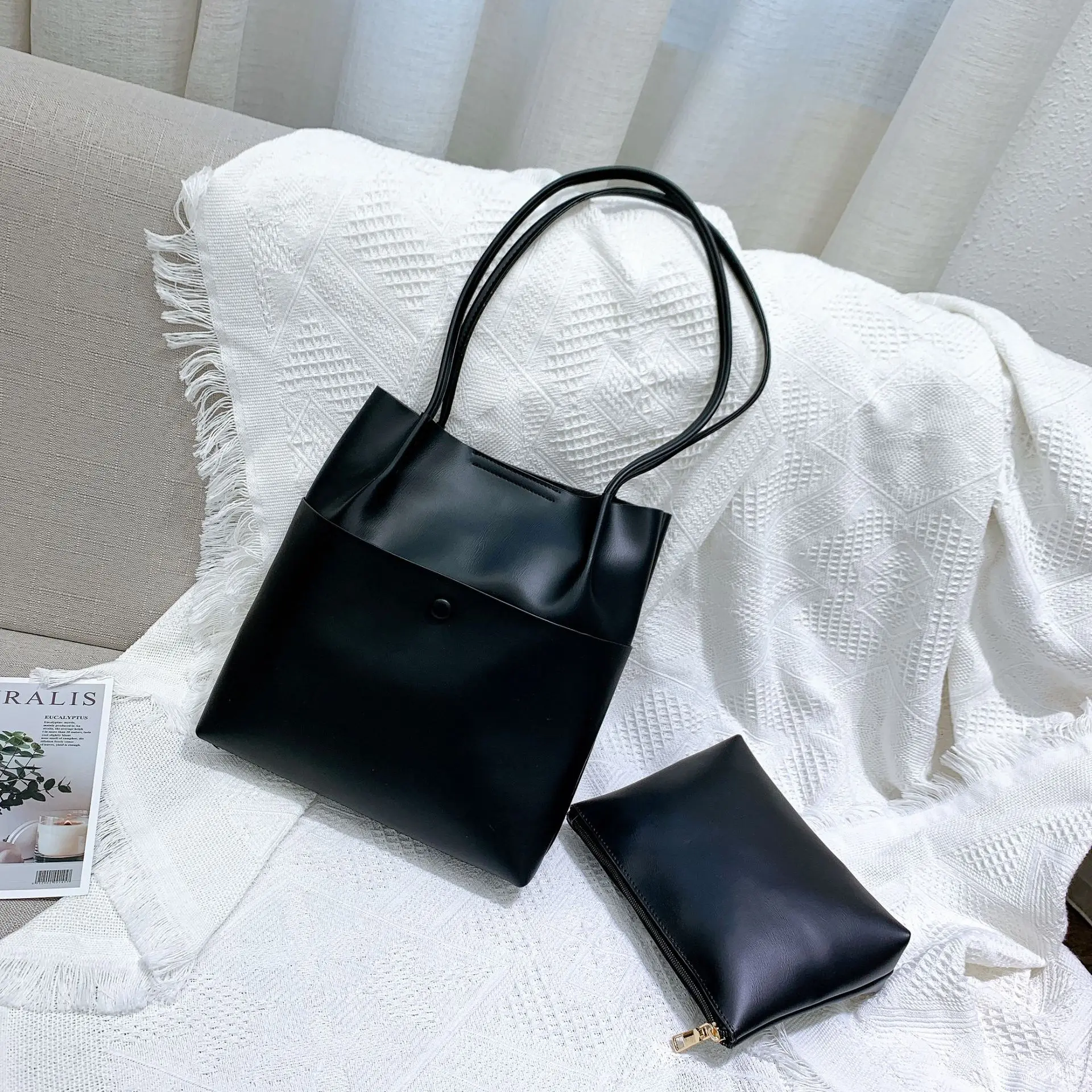 

Commuter Tote Bag Large Capacity 2 in 1 Japanese Style Girl's Bags 2022 New Simple and Versatile Shoulder Handbags and Purses Cc