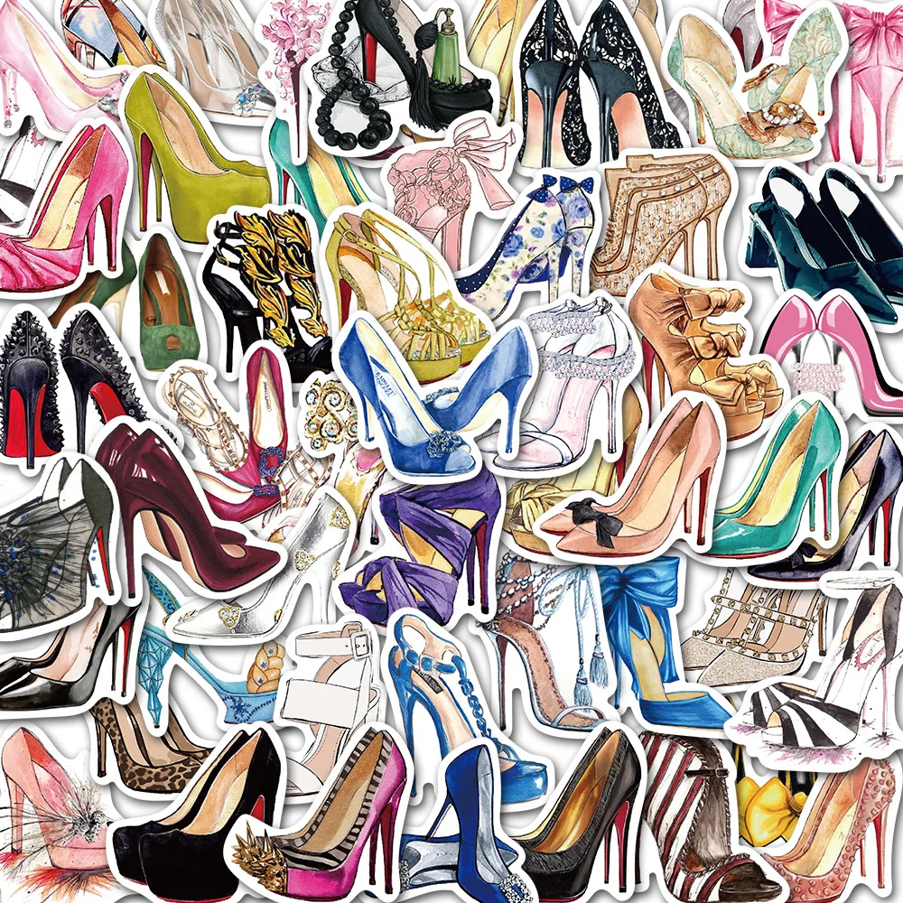 

50PCS Women's Sexy High Heeled Shoes Waterproof Stationery Stickers Cartoon Helmet Windows Laptop Luggage PVC Decal Decoration