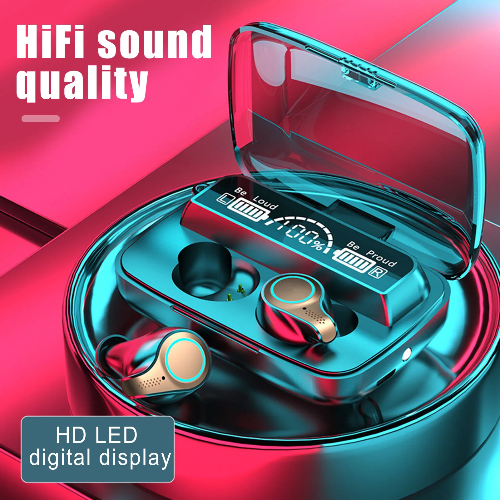 

Беспроводные наушники-вкладыши M18 с дисплеем аккумулятора, зарядная станция V5.1, гарнитура с большой емкостью аккумулятора 2000 мАч, мини-науш...