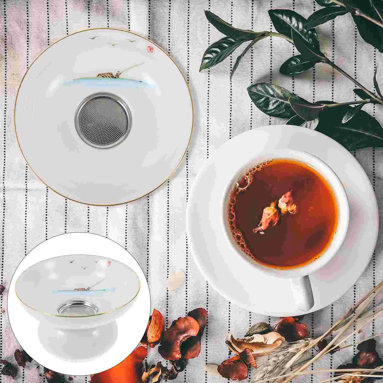 

Tea Strainer Filter with Support Stand Home Office Ceramic Tea Infuser