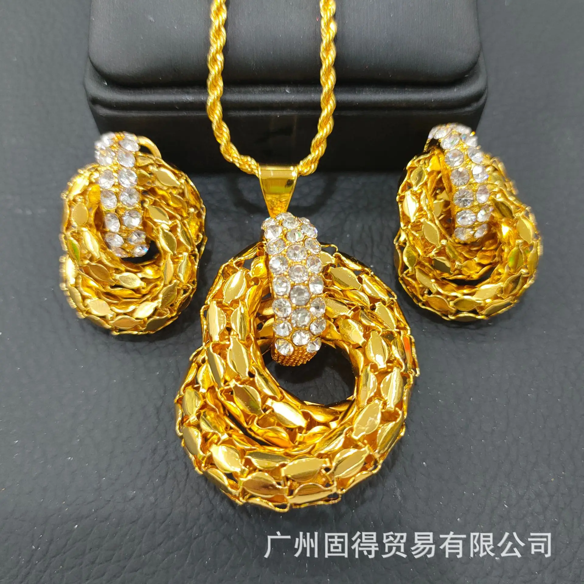 Цепочка Из 24-каратного золота с кукурузой полностью алмазные серьги ожерелье