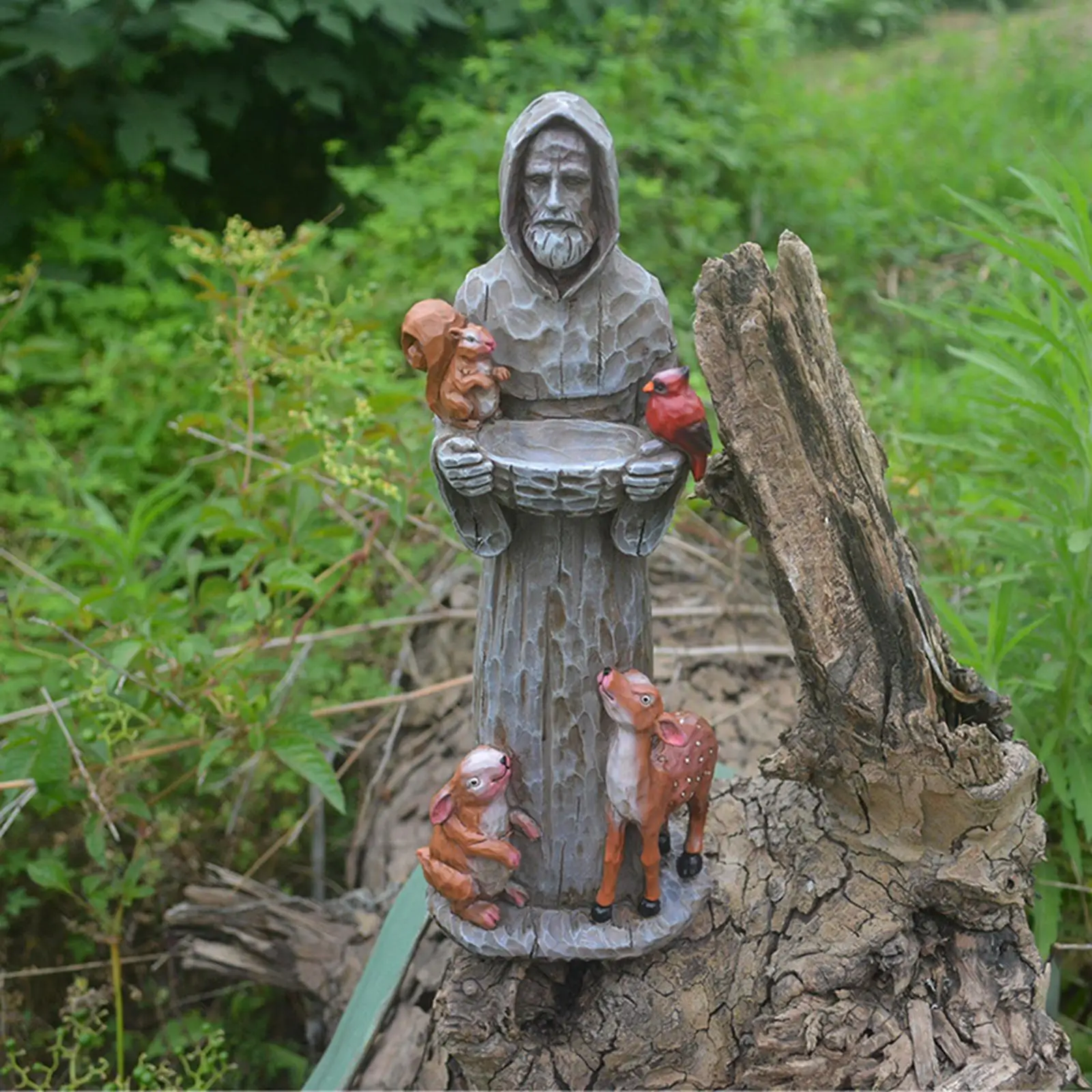 

Resin Garden Statuary with Birds Feeder 11x8.5x30cm Creative Durable